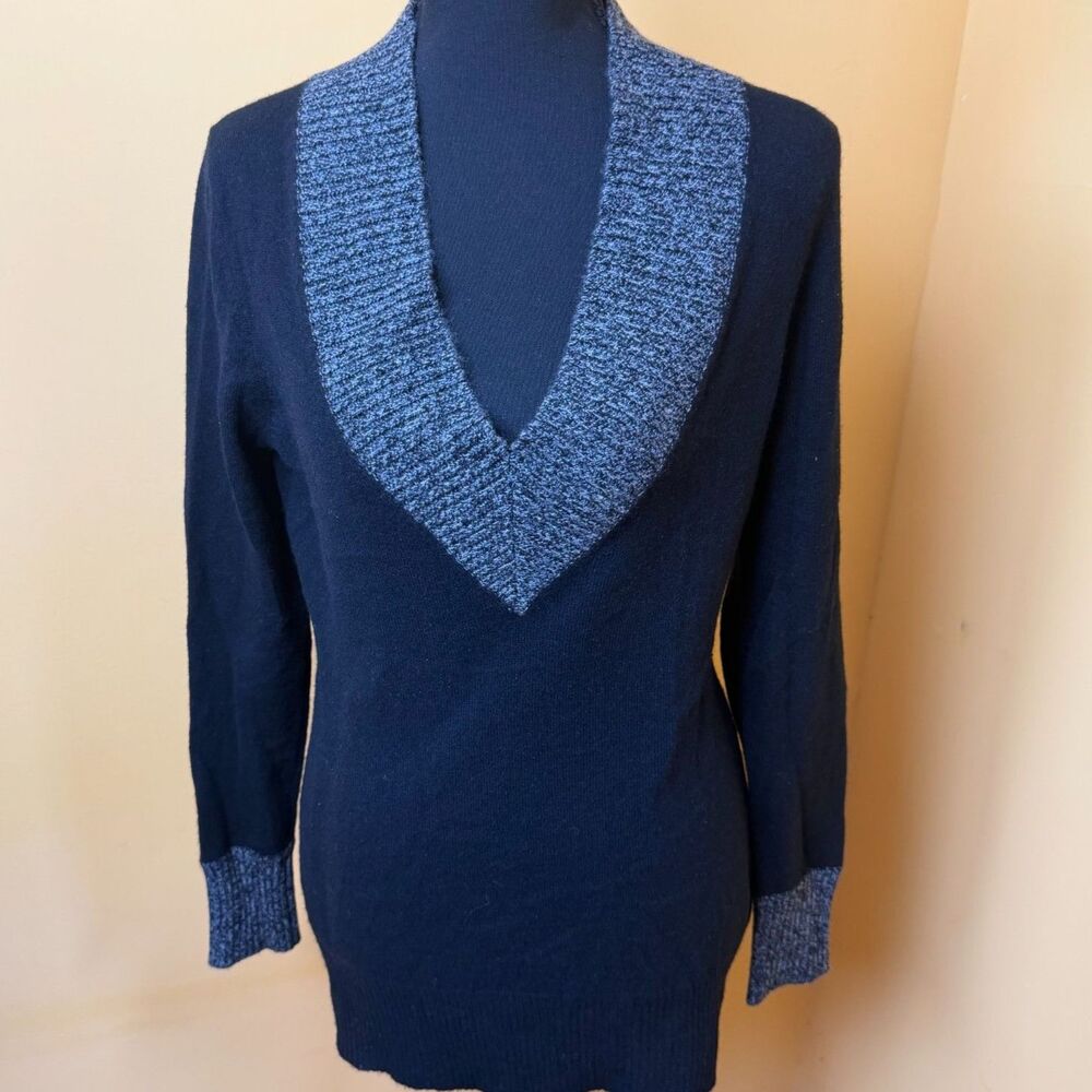 Cullen Luxury Knitwear Sweater Womens Small Black Grey Marled V-Neck Pullover S